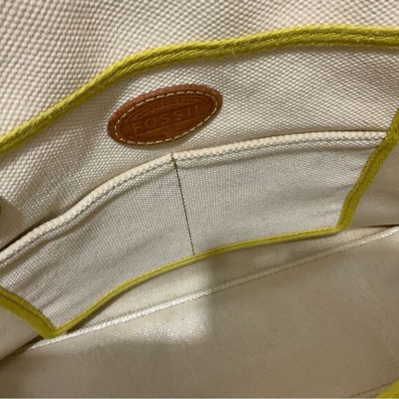 Fossil canvas tote multicolor leather trim - Picture 6 of 11